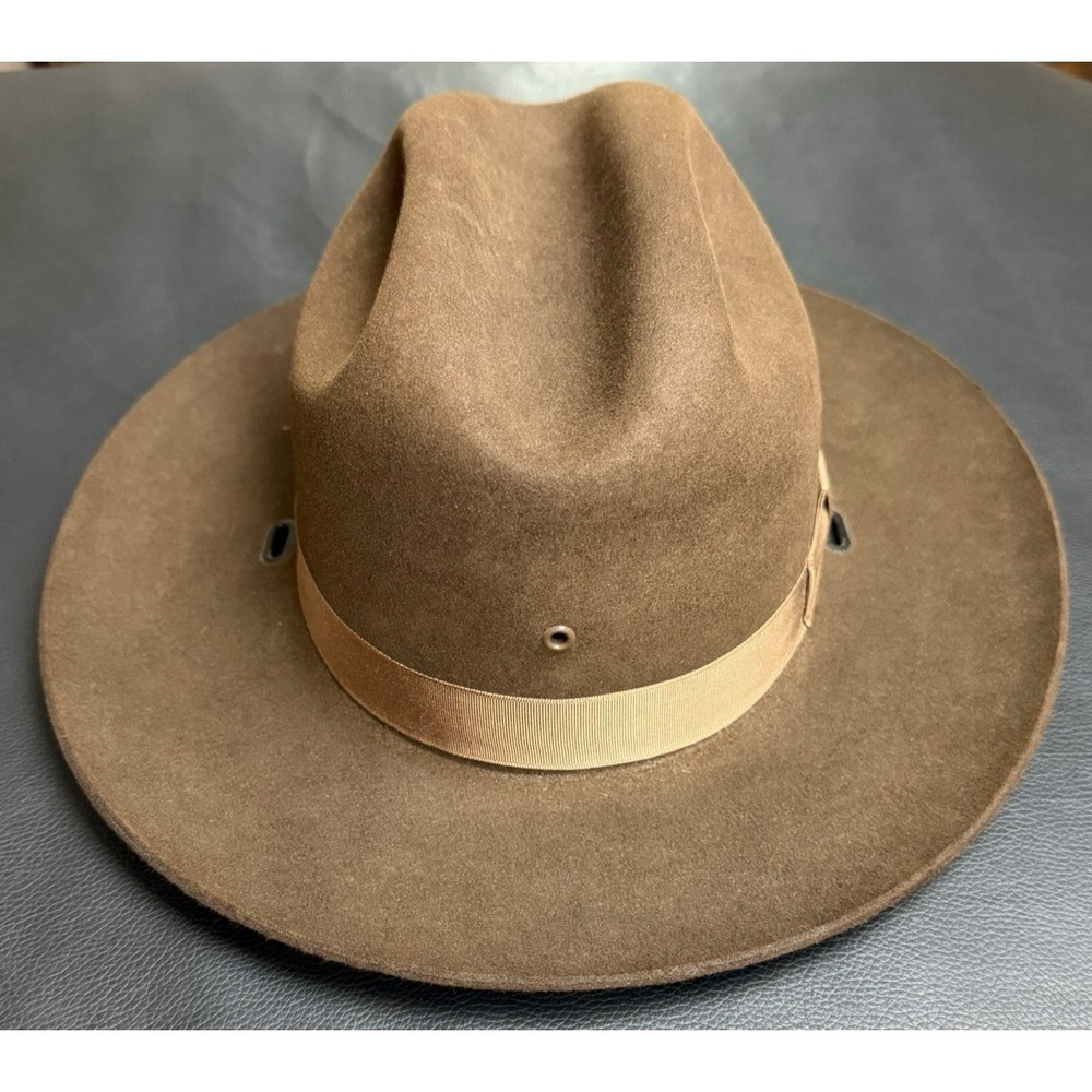 Vintage 70s/80s Stratton Campaign Hat Brown Felt Uniform Police Sheriff 6 1/2